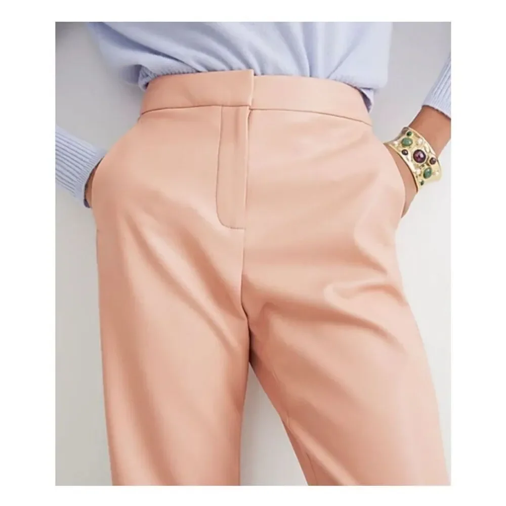 J.Crew Kate Straight-leg Pants in Luxury Camel Pink Faux Leather Women’s Size 00